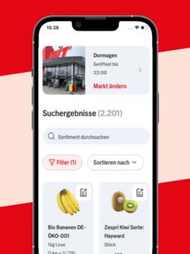 Smartphone mit Screen Sortimentssuche