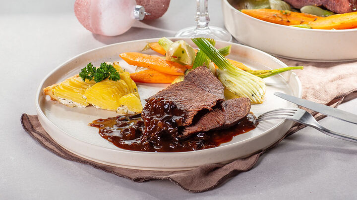 Hirschbraten mit Kartoffeltarte | Rezepte | HIT